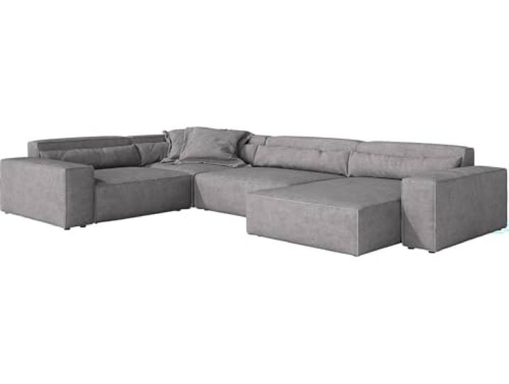 Wohnlandschaft Sirpio XL Mikrofaser Grau 360x260 cm Recamiere variabel