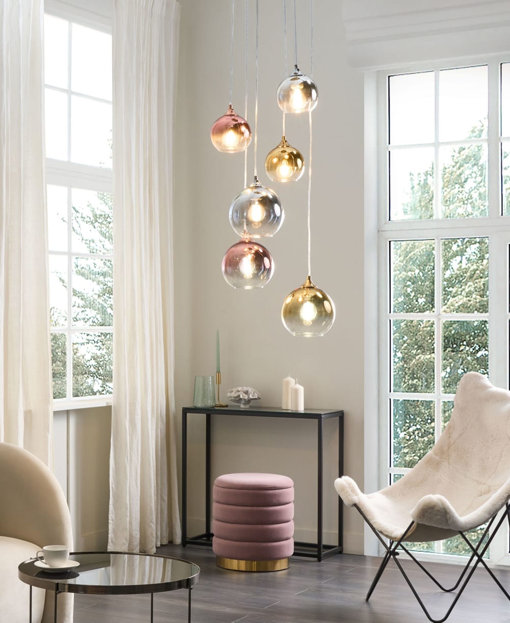 Beliani Suspension d intérieur verre laiton Multicolore 35x150x35cm