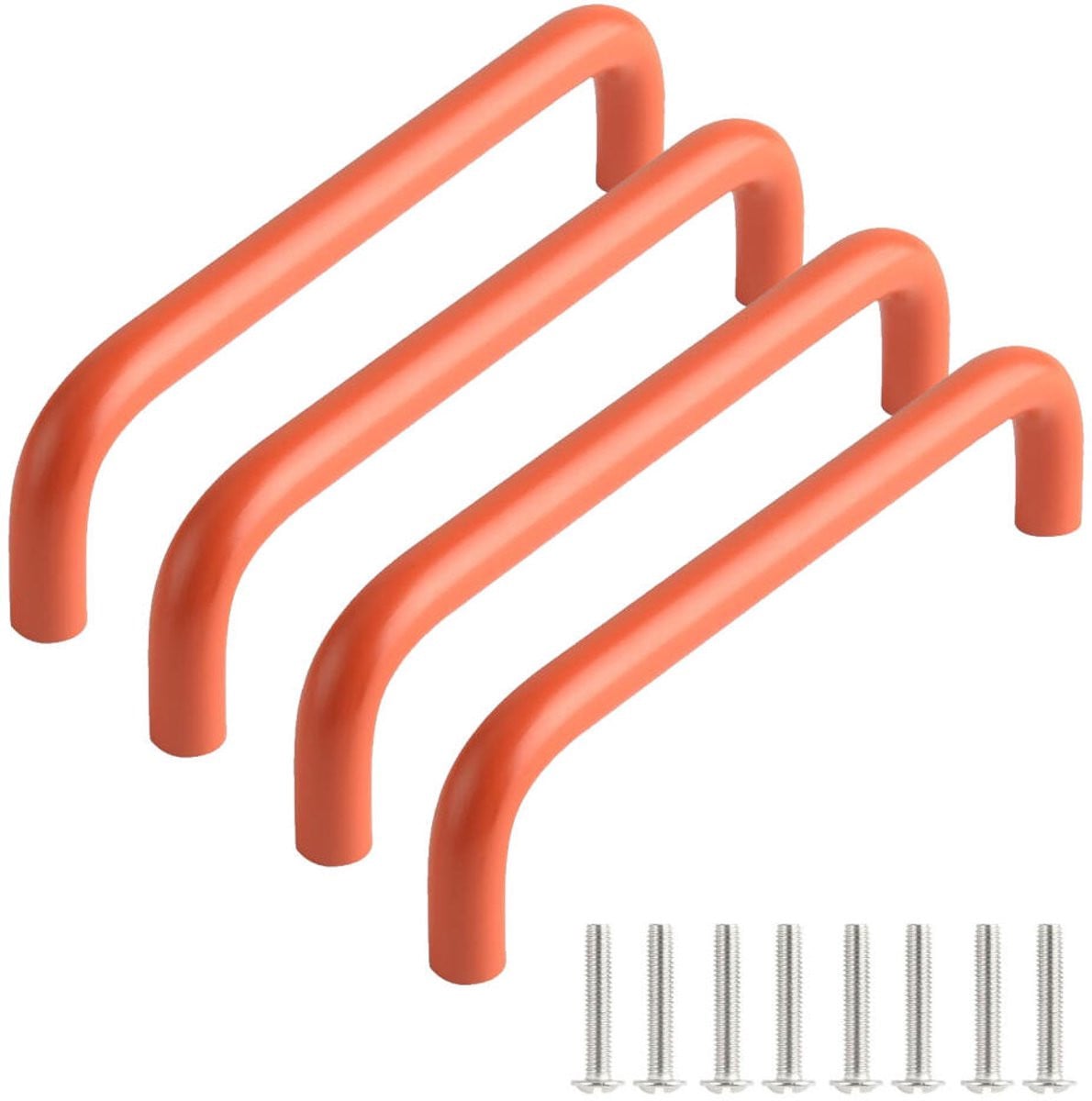 Set van 4 aluminium meubelgrepen voor keuken, kast of badkamer, Oranje, Boormaat 128mm