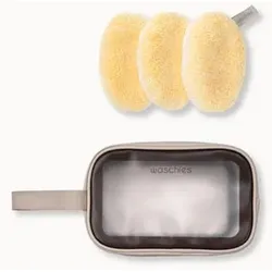 WASCHIES® Skin Cleansing Set 3 gelbe Abschmink- & Waschpads mit beiger Aufbewahrungstasche
