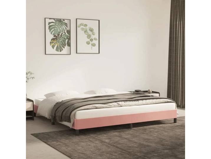 Cadre rose 200x200 cm velours sans matelas très grand cadre double tendance velouté parfait pour chambre jeune fille