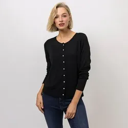 EVA LUTZ Cardigan, langarm Knopfleiste Kaschmiranteil figurumspielend