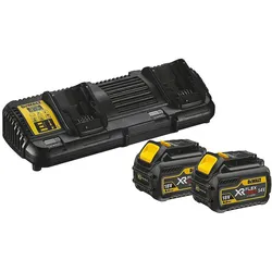 Orginal-Li-Ion-Akku.Starter-Set Dewalt 54V 2x6,0 Ah Li-Ion Akkus und Doppelladegerät