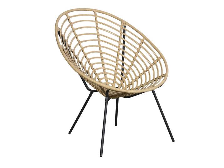ebuy24 Loungesessel Relax Rattan Naturfarben, Metall, 74x87x81 cm, Gartenmöbel, Loungemöbel, Loungesessel