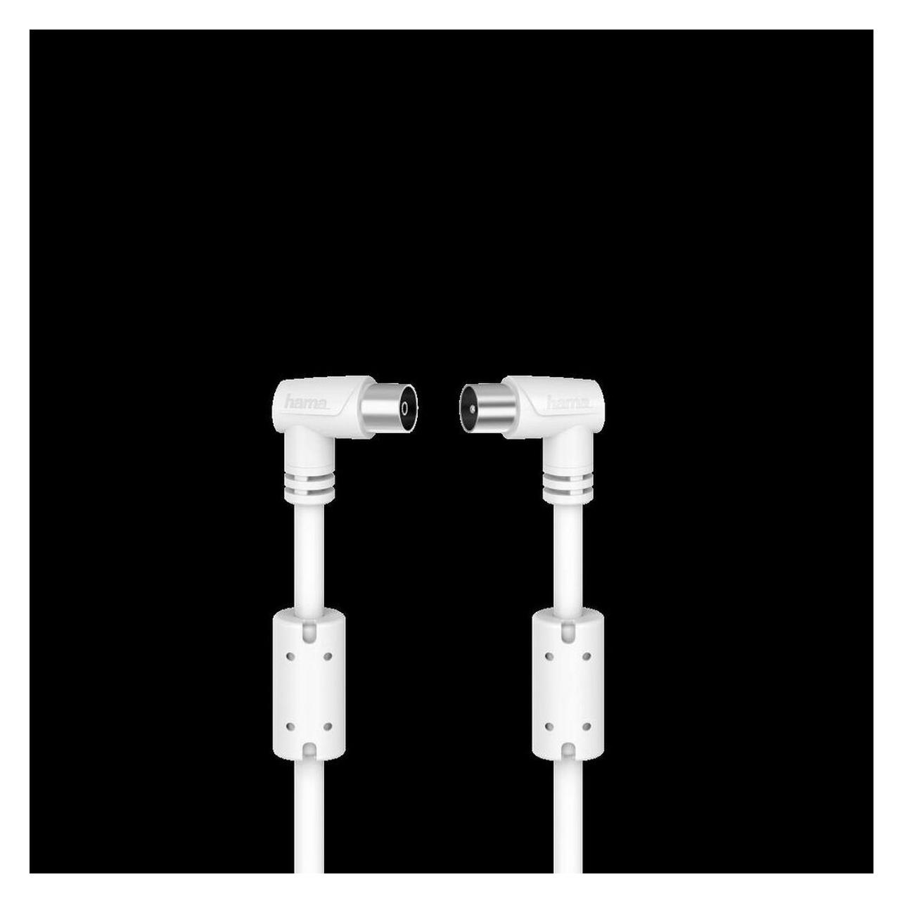 Hama Antennen-Kabel, Koax-Stecker - Koax-Kupplung, 90°, 1,5 m, 90 dB (90 dB, Antennenkabel) (00205056)