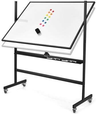 Costway 48 x 36 Inch Mobile Magnetic Double-Sided Reversible Whiteboard Height Adjust
