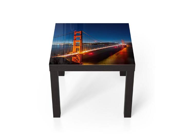 DEQORI Couchtisch 'San Francisco bei Nacht', Glas Beistelltisch Glastisch modern