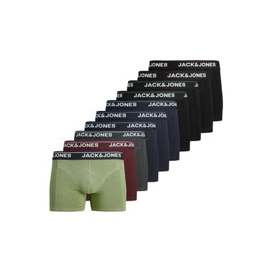 Boxershorts JACK & JONES "Boxershort JACTIMOTHY SOLID TRUNKS 10 PACK 10er Pack", Herren, Gr. XXL, bunt (schwarz, blau, grün, rot), Obermaterial: 95% Baumwolle CO. 5% Elasthan EL., Unterhosen