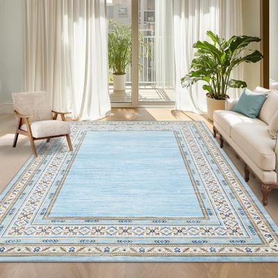 Garvee Vintage Floral Geometric Bordered Area Rug