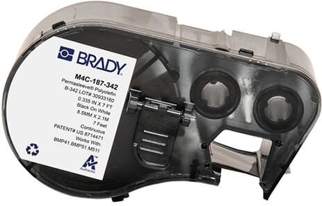 Brady M4C-187-342 fita de tubo termorretrátil preto sobre branco 8,50 mm x 2,13 m