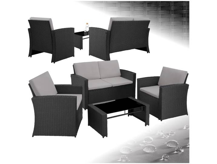 Rattan Lounge Jesolo - schwarz/grau