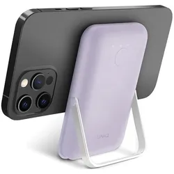 Uniq Powerbank Hoveo 5000mAh USB-C 20W PD Fast charge Wireless Magnetic liliowy/lilac lavender (5000 mAh, 20 W, 18.50 Wh), Powerbank, Mehrfarbig, Rosa, Violett