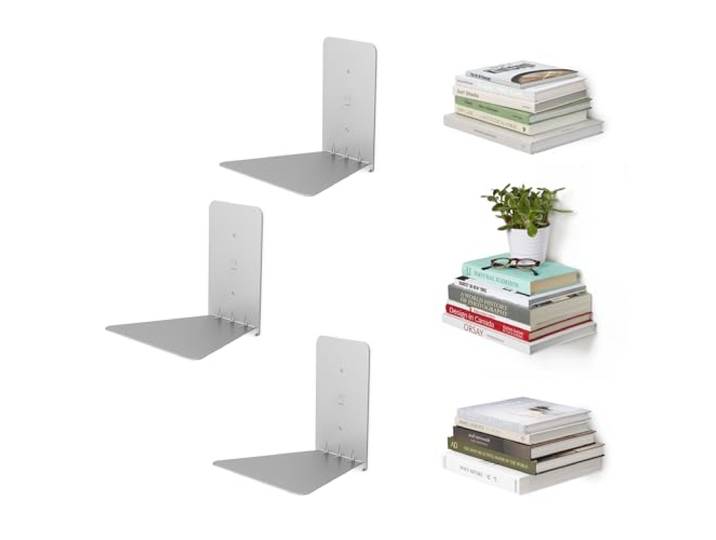 Umbra Conceal zwevende boekenplanken, set van 3, Zilver
