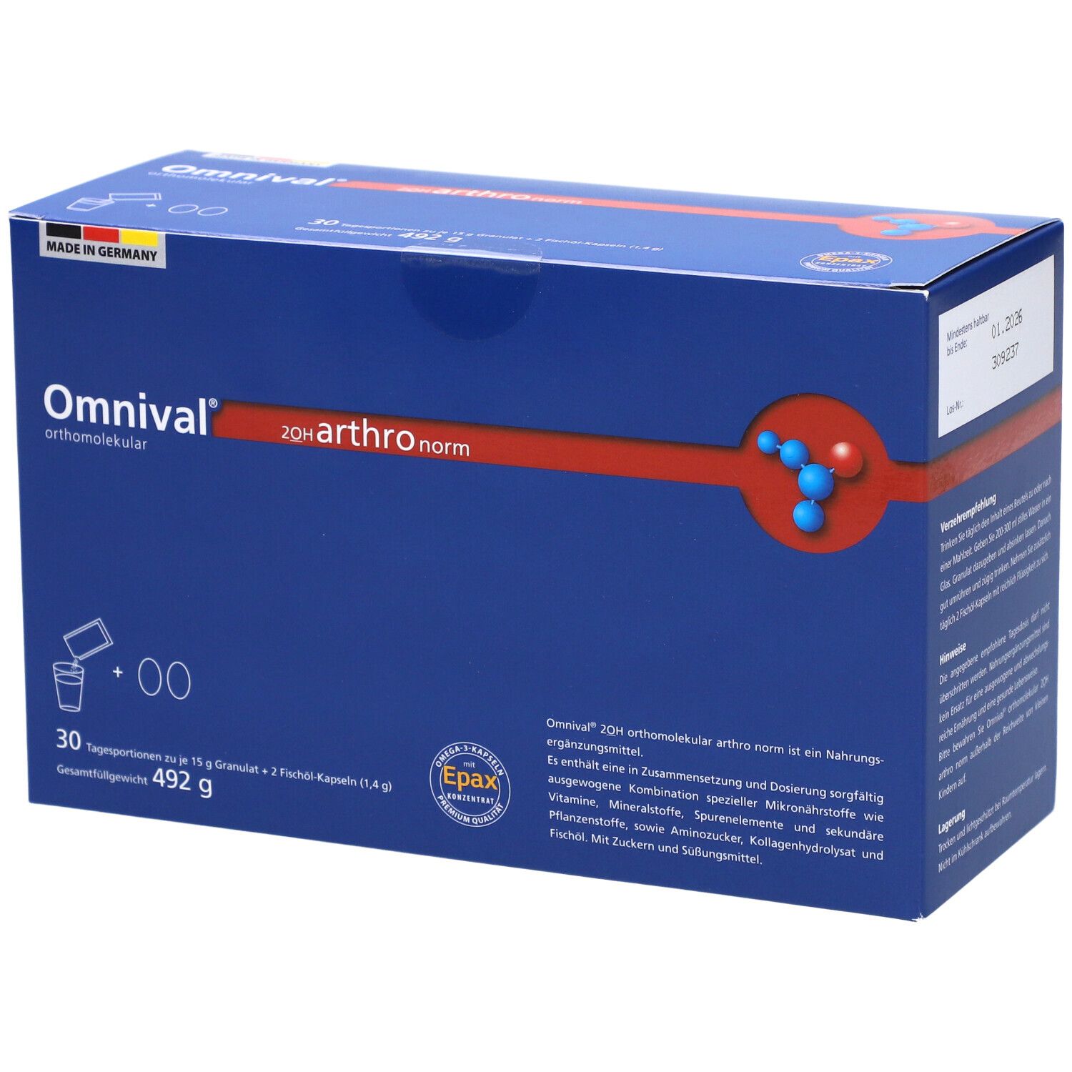 Omnival orthomolekul.2OH arthro norm 30Gran.Kap. 1 St Kombipackung