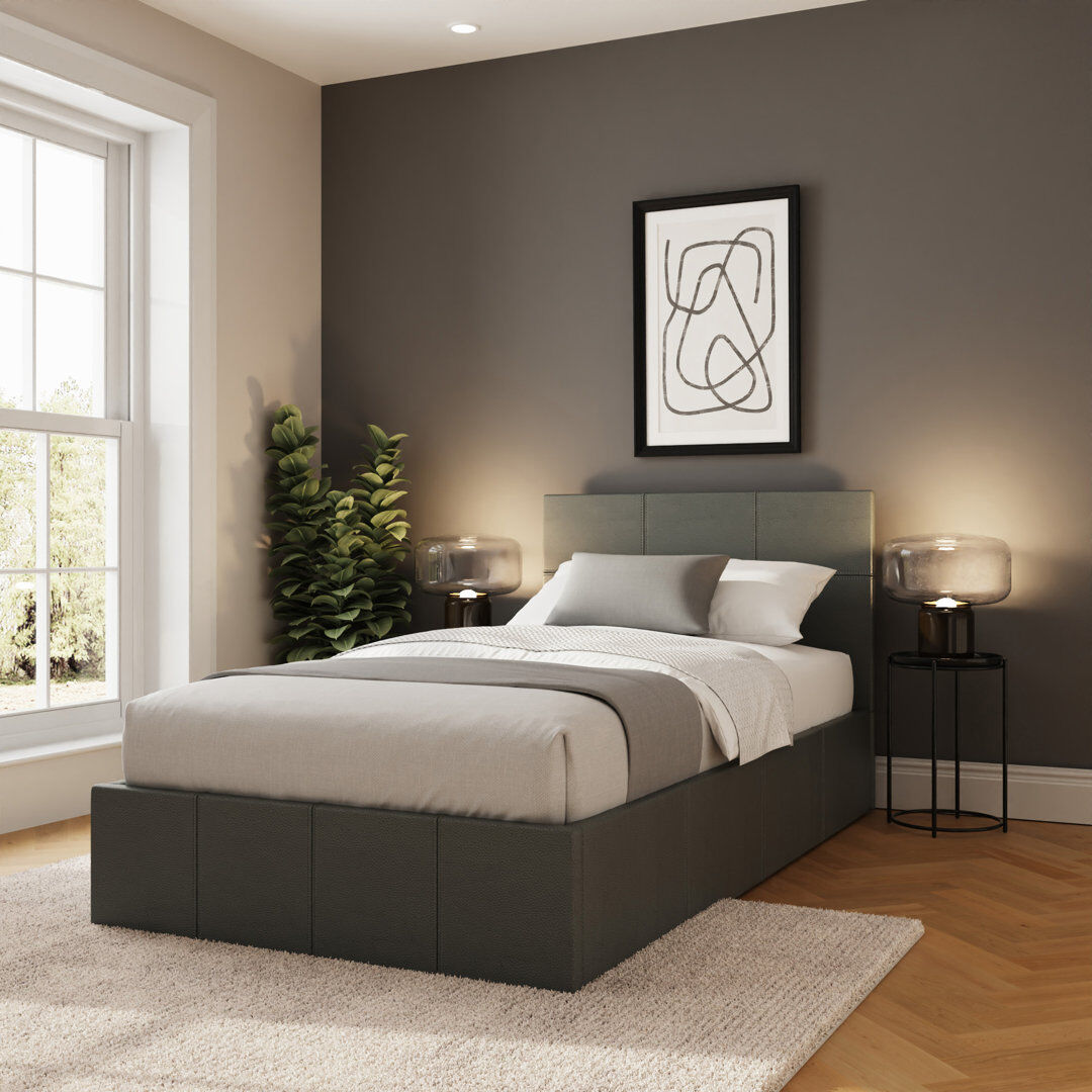 Zipcode Design Basso Upholstered Lift Up Storage Ottoman Bed Grey Single (3')