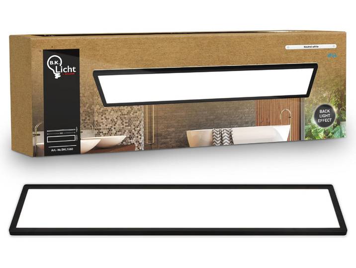 B.K.Licht - LED Deckenlampe mit indirektem Licht, Flach, Neutralweißes Licht, IP