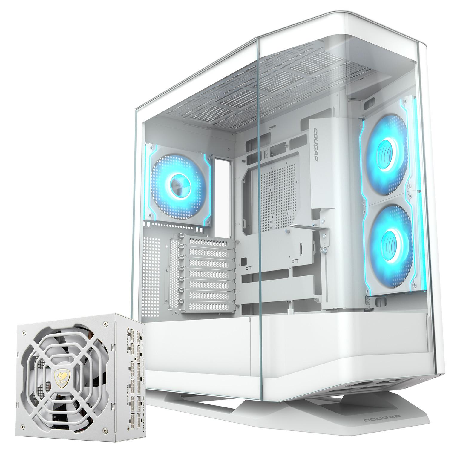 COUGAR Gaming-Gehäuse FV270 Midi-Tower weiß RGB USB 3.2 Gen 2 Type-C x1, USB 3.0 Type-A x2 ATX + Netzteil GR 1000 80+ Gold vorinstalliert