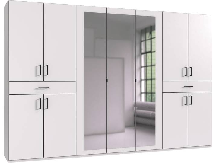Drehtürenschrank WIMEX Tibet , weiss (weiß), B:313cm H:208cm T:58cm, Holzwerkstoff, Schränke, Drehtürenschrank, mit Schubkästen auf bequemer Zugriffshöhe
