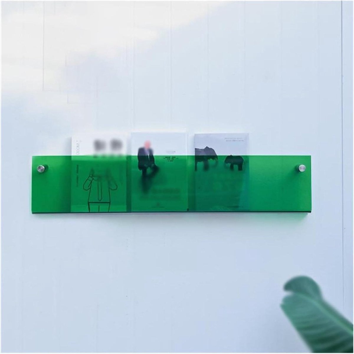 Transparante acryl tijdschrifthouder en brochurehouder voor aan de muur, 60 cm lengte