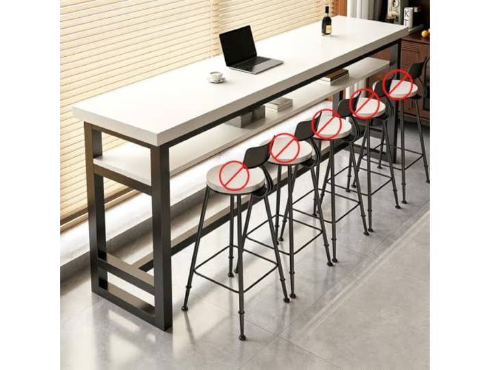 Bartisch Massivholz Schmaler Stehtisch mit Metallgestell für Küche Café Massivholzplatte mit stabilem Metallgestell, schmaler Bartisch für Küche, Café und Wohnzimmer, platzsparendes Design