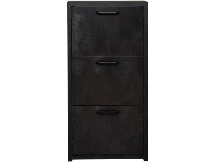 Schuhschrank MÄUSBACHER, schwarz (schwarzstahl), B:64cm H:129cm T:24cm, Holzwerkstoff, Schränke, Schuhschrank