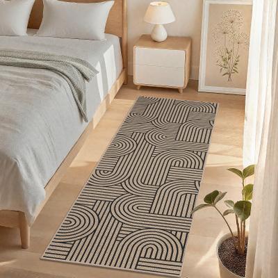 Garvee Modern Curve Stripes Easy Jute Area Rug