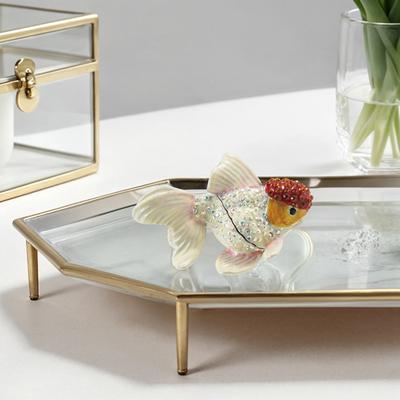 Storied Home "Enameled Goldfish-Shaped Metal Trinket Box with Jewels - 1.75""L x 3.13""W x 1.75""H"