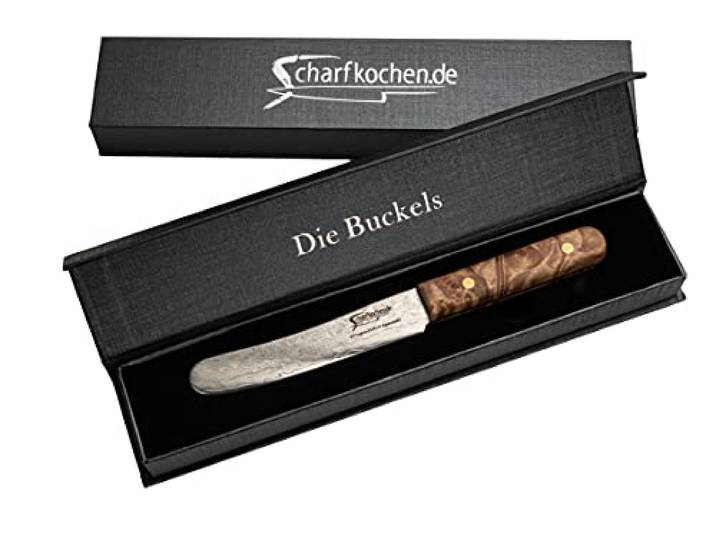 Buckels Exklusive Frühstücksmesser mit Wilder Damastklinge Griff: Golden Camphor