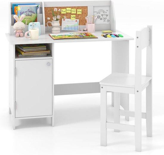 Kinderbureau met houten stoel en opbergruimte voor kinderen