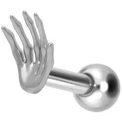 Titan Ohrpiercing mit Innengewinde SKELETTHAND