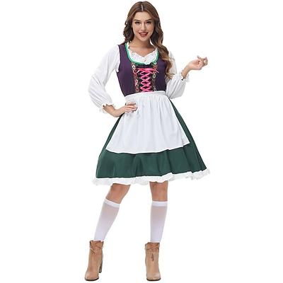 Oktoberfest Kleid Dirndl Trachtenkleider Oktoberfest / Bier Bayerisch Wiesn Wiesn Damen Stoff im traditionellen Stil Hemd Kleid Schürze