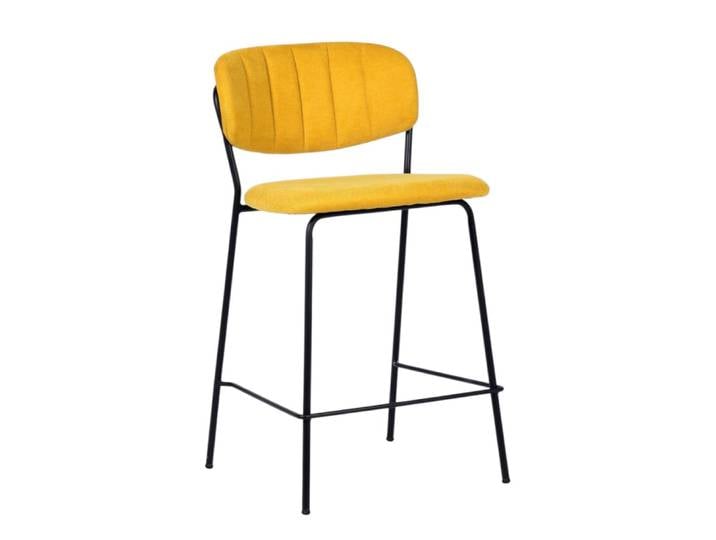 Tabouret de comptoir en velours jaune ocre