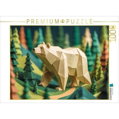 CALVENDO Puzzle Origami Bär im Wald | 1000 Teile Lege-Größe 64x48cm Foto-Puzzle für glückliche Stunden