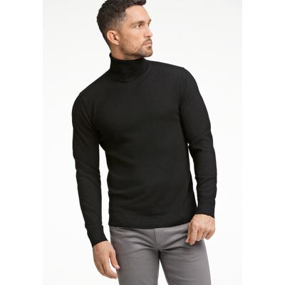 Rollkragenpullover LINDBERGH "Rollkragenpulli Comfort Fit", Herren, Gr. M, schwarz, Obermaterial: 100% Schurwolle, unifarben, hoch geschlossener Ausschnitt, Pullover Rollkragenpullover