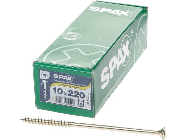 Spax-s Spaanplaatschroef platverzonken kop geel verzinkt T50 10 x 220mm