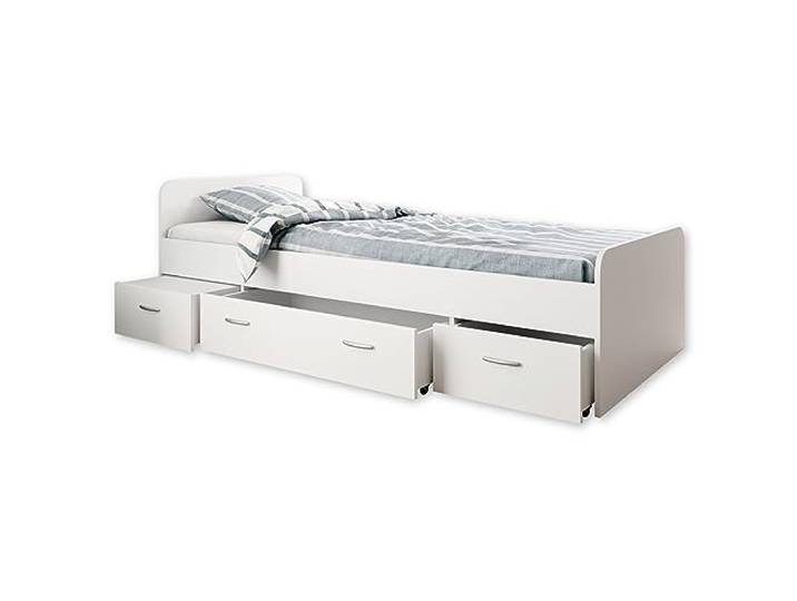 Boro Modernes Einzelbett mit 3X Schubkästen 90 x 200 cm - Praktisches Jugendzimmer Kojenbett in Weiß - 95 x 66 x 204 cm (B/H/T)