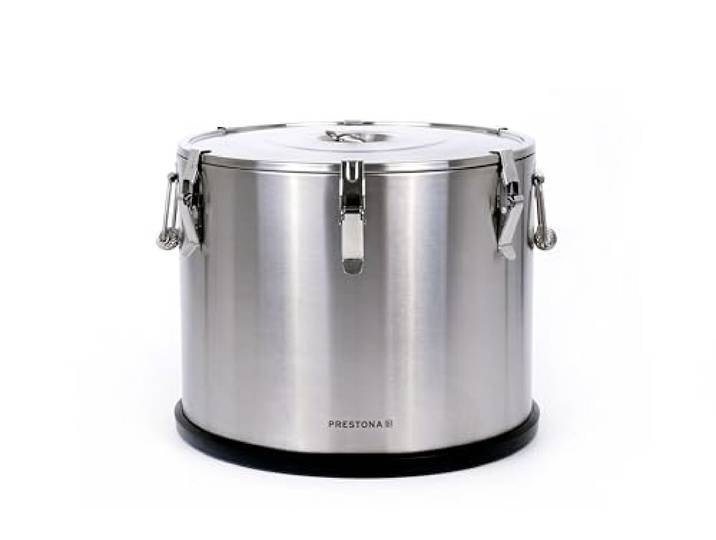 TECHNICA Prestona Thermoskanne 50L Edelstahl Thermobehälter für Catering & Gastronomie mit Plastikbasis - Thermos Mit Belüftungsventil, Silikon-Dichtung & 6-fach Verriegelung