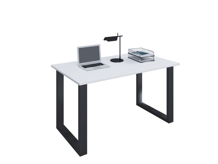Schreibtisch VCM Schreibtisch Bürotisch Computertisch 110x80 Lona U , weiß (schwarz, weiß), B:110cm T:80cm, Tische, Schreibtisch