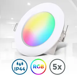 RGBW-LED Einbauleuchten, 5er-Set, weiß,5xLED 4,8W