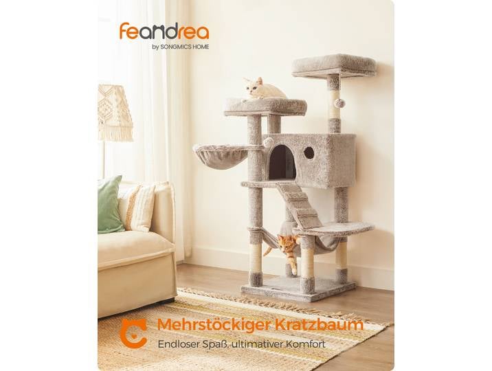 FEANDREA Kratzbaum, bequeme Oberfläche mit 500 g/m² Plüsch , hellbraun