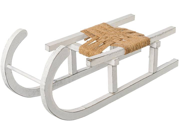 Weihnachtsfigur CREATIV DECO Weihnachtsdeko , braun (weiß, braun), B:62cm H:19cm T:19cm, Holzwerkstoff, Dekofiguren, Weihnachtsfigur, Dekoschlitten