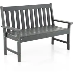 Helloshop26 - Gartenbank aus HDPE 132 x 65 x 91 cm wetterfest gebogene Sitzfläche komfortabel für den Außenbereich grau 20_0020546