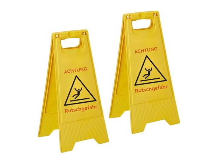 Relaxdays Chevalet 'Attention Sol Glissant'\, Lot de 2\, Pliable\, Recto-Verso\, Plastique\, Jaune