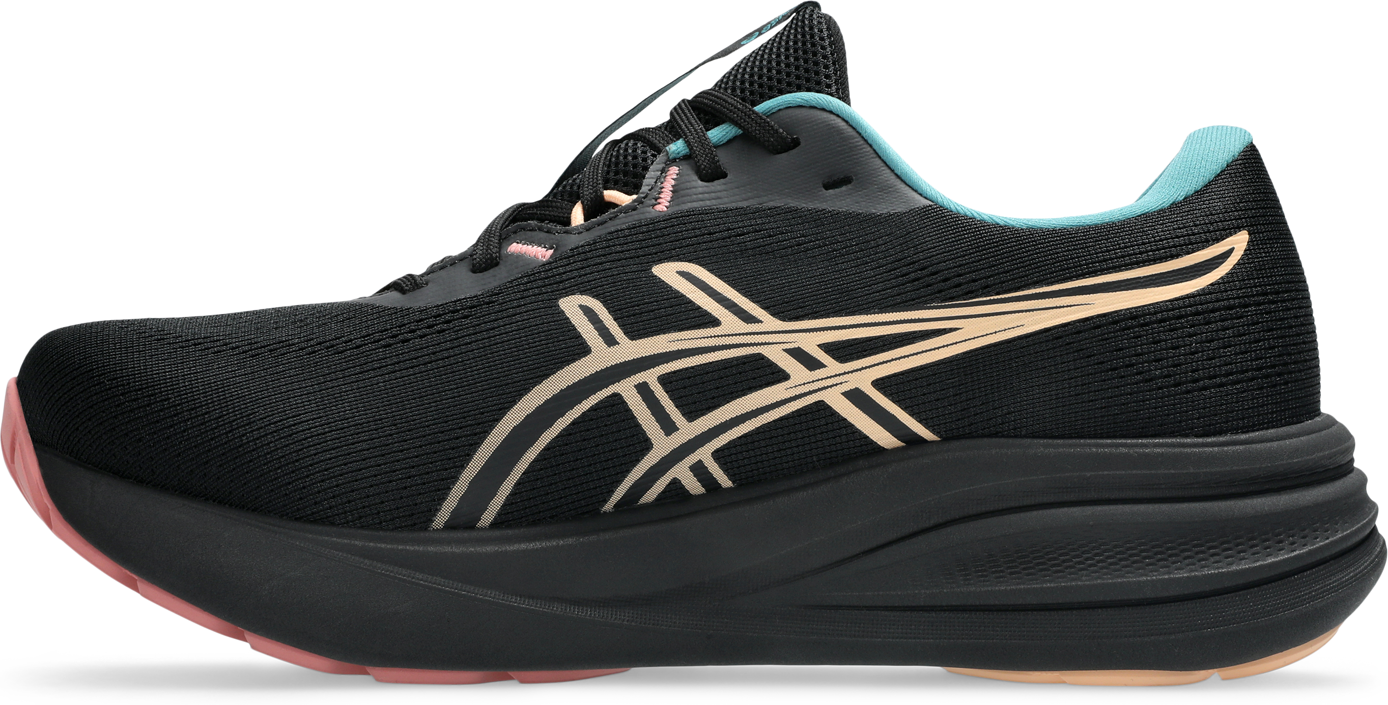 Laufschuh ASICS "GEL-PULSE 17 GORE-TEX", Damen, Gr. 39,5, schwarz (schwarz, apricot crush), Synthetik, Schuhe Laufschuh, wasserdicht schwarz, apricot crush 39,5