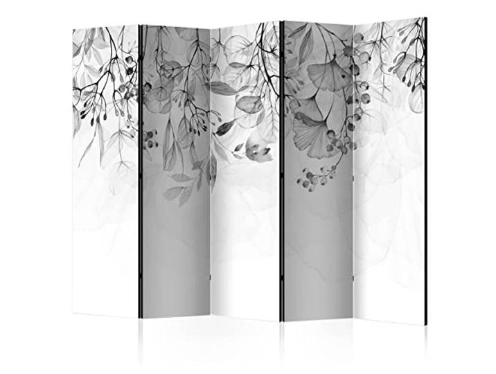 decomonkey Paravent Raumteiler Innen Pflanzen, 225x172 cm, 5-teilig, Natur Einseitig, Abstrakt, Wohnzimmer, Room Divider, Wall, Raumteiler Stehend, Trennwand, Sichtschutz, Spanische Wand, Holz