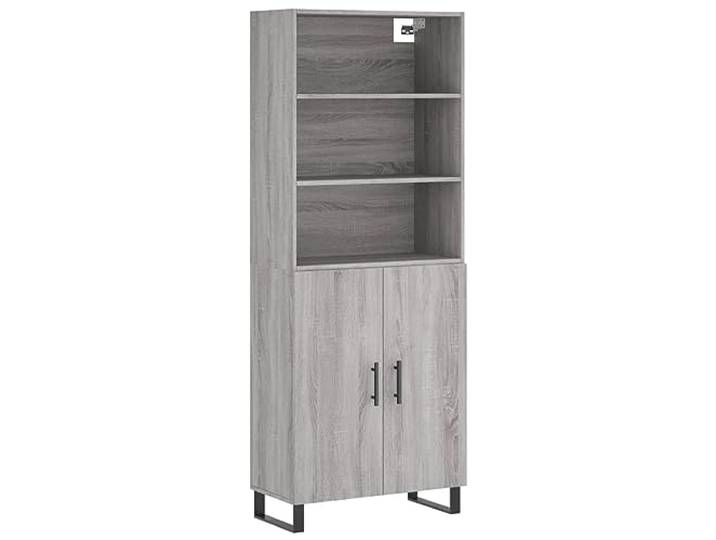 HGFDVCMR Highboard Grau Sonoma 69,5x34x180 cm Holzwerkstoff Schrank Elegantes Highboard mit Türen und Metallfüßen für Schlafzimmer und Wohnzimmer. Bietet viel Stauraum für Ordnung.