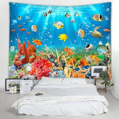 Wandteppich Kunst Dekor Decke Vorhang Picknick Tischdecke hängen zu Hause Schlafzimmer Wohnzimmer Wohnheim Dekoration Tier Fisch Unterwasserwelt