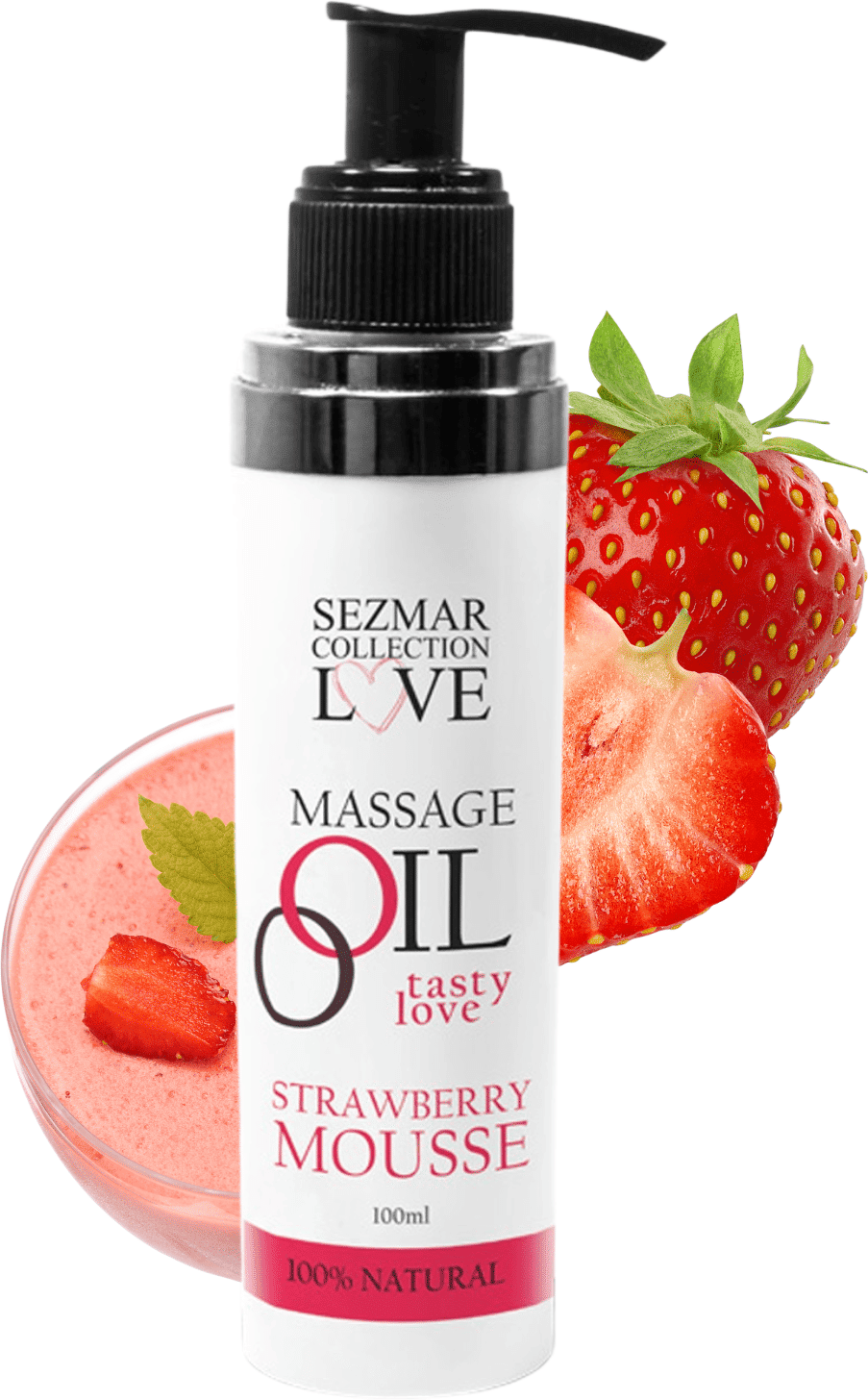 SEZMAR Huile de massage comestible parfum mousse fraise - 100 ml