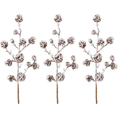Winterliche Kunstpflanze CREATIV GREEN "Weihnachtsdeko", braun, H:58cm, Kunststoff, Kunstpflanzen, Zweig mit künstlichem Schnee bedeckt, 3er-Set