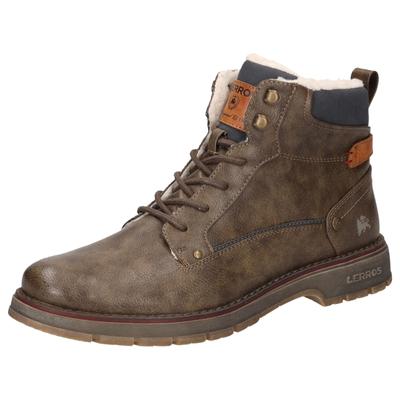 Winterboots LERROS, Herren, Gr. 43, Warmfutter, braun (dunkelbraun), Lederimitat, Textil, Schuhe Winterboots, Workerboots, Schnürboots mit Warmfutter